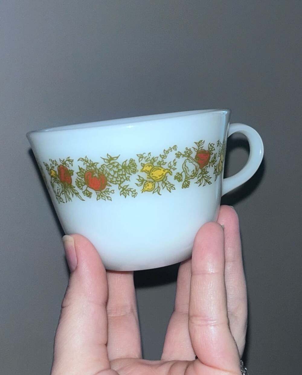 Vintage Pyrex Spice of Life Milk Glass Tea Cup Mug